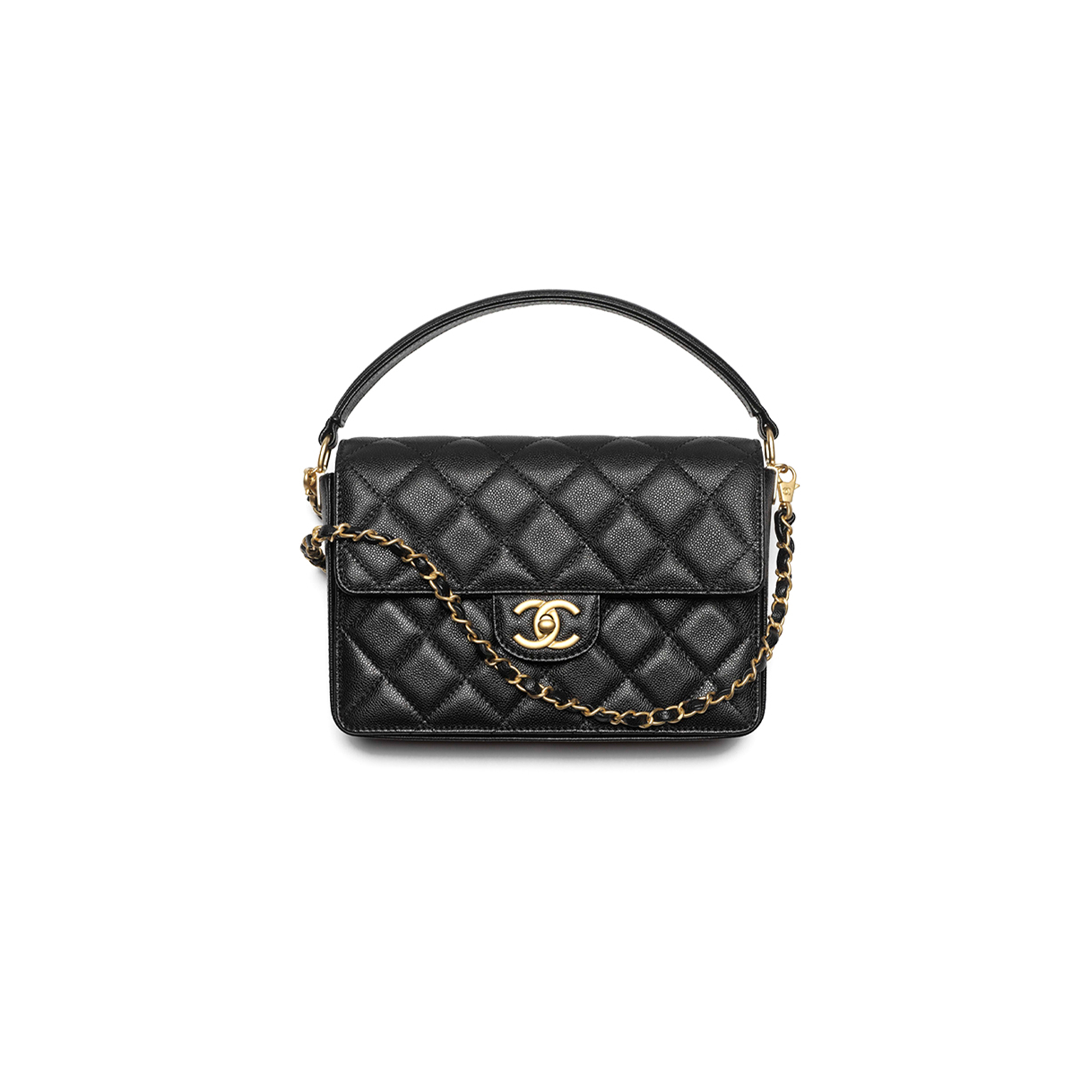 Ch*el master small flap bag with top handle as5166 (19*14*4.5cm)